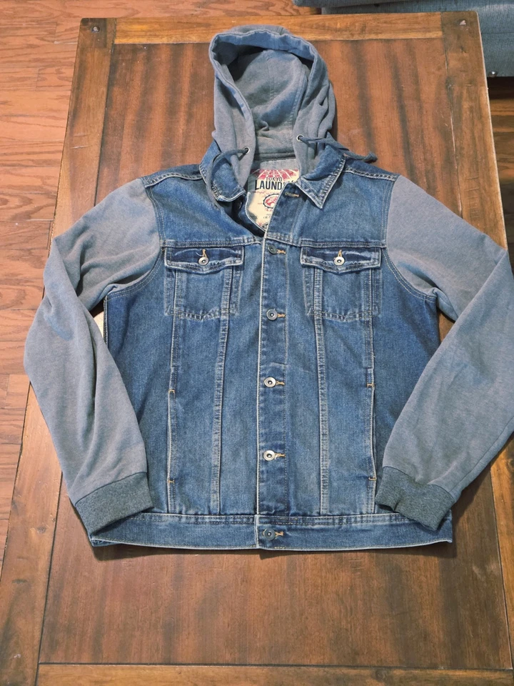 Sudadera con capucha de mezclilla con botones Tokyo Laundry para hombre mediana grunge Foto 1 de 4