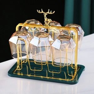 Reindeer Decorative Glass Cup Holder Drain Cup Holder Kitchen Decor - Picture 1 of 12