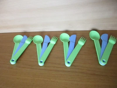 TUPPERWARE 4-er Sets 12 Teile PICKNICK-BESTECK MESSER GABEL LÖFFEL grün Neu - Bild 1 von 3