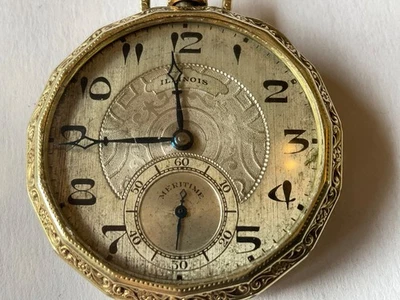 Reloj Bolsillo Neat Illinois Watch Co Meritime 19J Ajus 12s 15 Caras Estuche YGF Foto 1 de 4