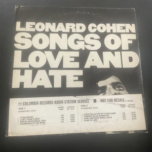 Leonard Cohen Songs Of Love And Hate Rare Promo First Pressing Audiophile Lp Vg+ - Picture 1 of 4