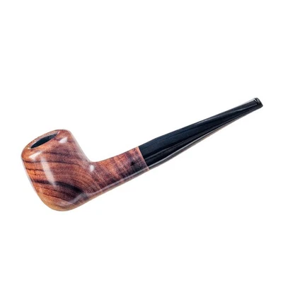 5.8" 9mm Handmade Bent Tobacco Pipe Golden Wood Stem Wooden Filter Smoking Pipe - Image 1 of 4