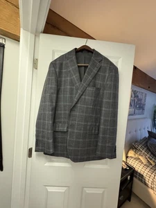 Joseph Abboud Men’s Grey Check Blazer Size 46R - Wool, Silk And Linen Men’s Whs - Picture 1 of 11