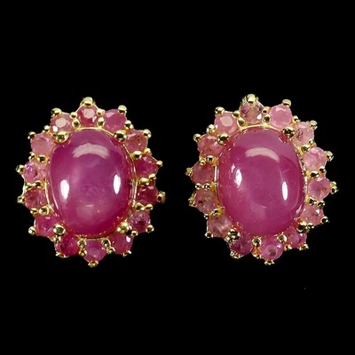 Pendientes de plata de ley 925 rubí ovalado 9x7 mm joyas de piedras preciosas naturales Foto 1 de 4