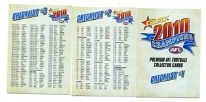 2010 Champions CHECK LISTS (3 cards) - Picture 1 of 1