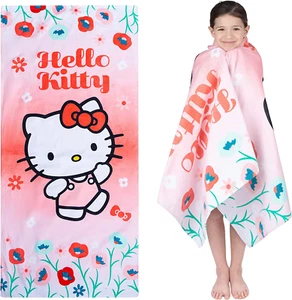 Kids Super Soft Cotton Beach Towel, 58 in X 28 In, Hello Kitty - Picture 1 of 12