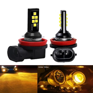 New 2x H11 Yellow LED Bulb Bright Upgraded SMD 3030 Fog Light Direct Replacement - Picture 1 of 10