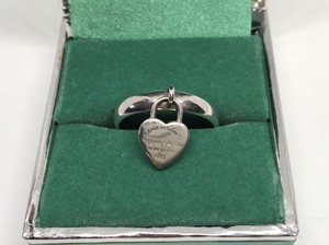 Tiffany & Co Sterling Silver dangle heart ring size O/P Used