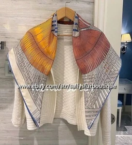 Sallys 18 Momme Twill Silk Wrap Scarf Knit Horse Print Double Face Shawl 35" - Picture 1 of 27