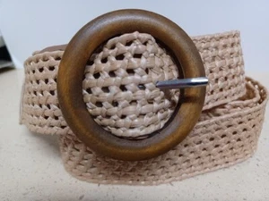 WIDE STRETCHY ELASTIC WOVEN STRAW BELT raffia L XL belt length is 49" NEW - Picture 1 of 3