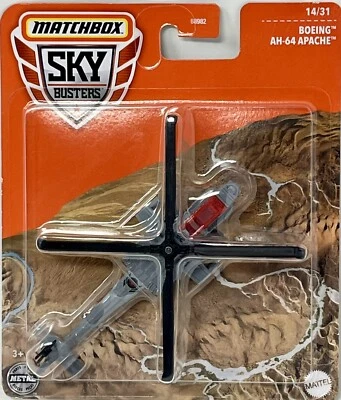 Matchbox Sky Busters BOEING AH-64 APACHE Helicopter 14/31 Army Gray - Image 1 of 2