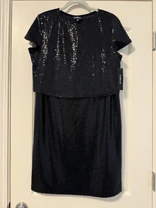 Bebe Two Piece Dressy Sets for Women Sparkling Sequins Black Top&Skirt Size XL - Picture 1 of 11