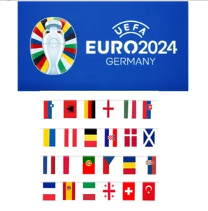 **NEW** Euro 2024 Fabric 8M 24 x 9" x 6" Flag Bunting England Scotland UK SELLER