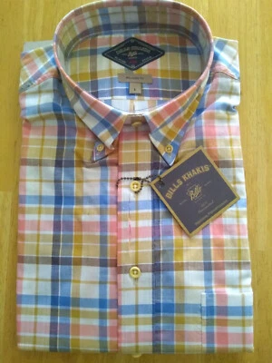 NUEVO SIN ETIQUETAS Bill's Khakis Madras Check Botón Abajo 17.5-35 Grande Foto 1 de 4