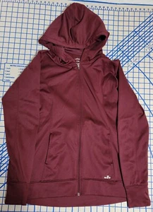 Bcg Women's Full Zip Burgundy Long Sleeve Hooded Jacket Size Small Thumb Holes - Picture 1 of 8