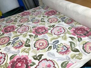 HALF PRICE! PINK GREEN FLORAL PRINTED VELVET FABRIC MATERIAL UPHOLSTERY CURTAIN