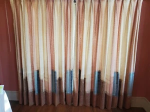 Pair Maria Kipp MCM Textile Design Handwoven City Scape Curtains - Picture 1 of 7