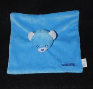 Doudou ours plat NESTLE bleu blanc Nidal 2 carré NEUF - Picture 1 of 1