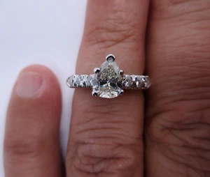 Platinum Diamond Engagement Ring Center=1.05 Carat H-SI2 Enhanced Value=$12,950 - Picture 1 of 10