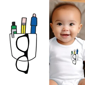 Baby Bodysuit - Nerdy Pocket Protector Baby Clothes for Infant Boys and Girls - Picture 1 of 8
