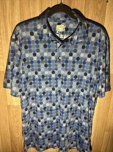 TailorByrd Golf Polo Shirt Mens L Blue Geometric Polka Dots Performance - Picture 1 of 7