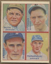 1976 TCMA  Reprints - 1935 Goudey 4 in 1  Babe Ruth, McManus, Brandt, Maranville