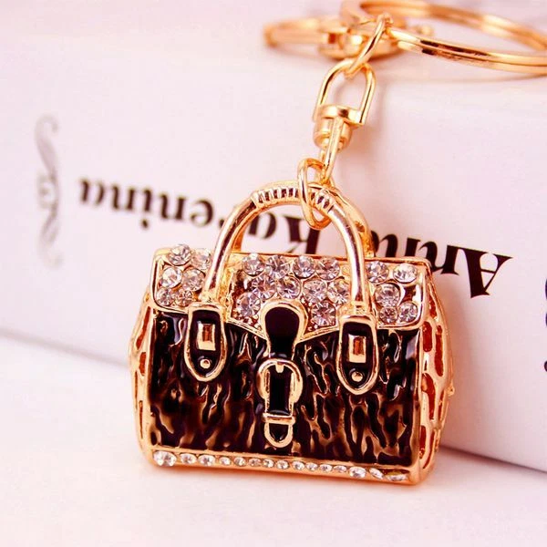 Rhinestone Handbag Keychain, Crystal Charm, Bling for Purse or Car, Black - Image 1 of 1