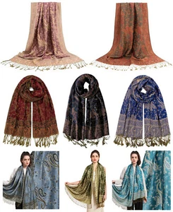 Damen Wendeschal zweiseitig Paisley und Blumenmuster Pashmina Feel Schal Stola - Bild 1 von 13