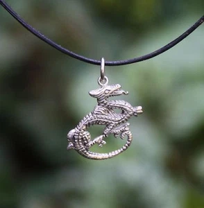 Anhänger 925 Silber Drachen Lederkette Drachenkette Silber Drachenanhänger Kette - Bild 1 von 5