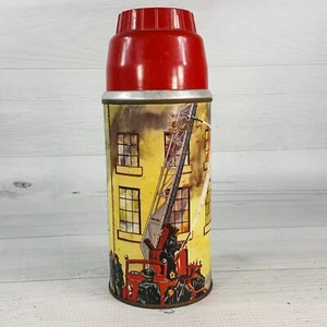 Termo metálico Holtemp vintage de los años 50 Polly Redtop camión de bomberos bombero - Imagen 1 de 10