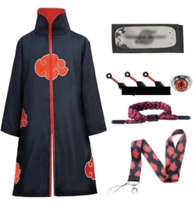 Anime Ninja Black Red Cloak Cape Cosplay Robe + Accessories Unisex Adult XXL - Picture 1 of 6