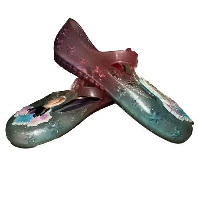Disney Frozen Elsa & Anna Zapatos de Jalea con Correa en T Niñas Talla 12 Foto 1 de 4
