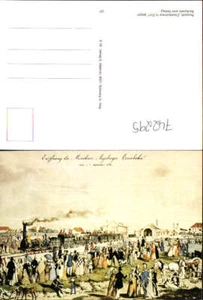 742295 Künstler AK Eröffnung Münchner Augsburger Eisenbahn 1839 Dampflokomotive - Bild 1 von 1