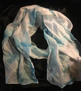 Scarf Teal Blue White Aztec Striped Geometric Pattern Mom Mother’s Day Sis Gift - Picture 1 of 9