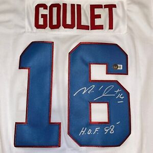 MAILLOT MICHEL GOULET QUÉBEC NORDIQUES SIGNÉ/AUTOGRAPHIÉ BAS COA JOLI !!