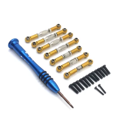 Barra de amarre de dirección servo de tracción de acoplamiento para coche de radiocontrol Wltoys 144001 02 124016 17 18 19 Foto 1 de 2