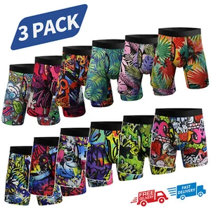 3/4/6 PACK Mens Seamless Boxer Shorts Printed Trunks Briefs Adults Underwear US - Picture 1 of 42