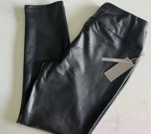 Soft Surroundings Leggings Women Medium Petite Black Faux Leather Ankle Skinny - Picture 1 of 12