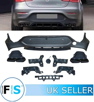 FLS MERCEDES GLC CLASS C253 COUPE GLC63 AMG STYLE MATTE BLACK REAR DIFFUSER & TIPS
