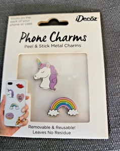 Unicorn & Rainbow Phone Case Charms Peel n Stick Metal Removable Reusable (T5) - Picture 1 of 2