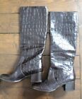 Elie Tahari Brown Crocodile Leather Knee High Boots Size 7.5 / 38