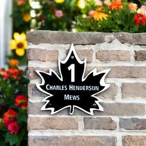 Canadian Leaf Shaped House / Shop Name Signs - Custom Names, Sizes & Colours - Picture 1 of 11