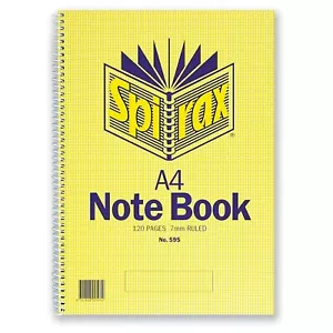 5x Spirax 595 A4 Notebook 120 Pages 7mm Ruled Spiral Side Opening School Book - Foto 1 di 3