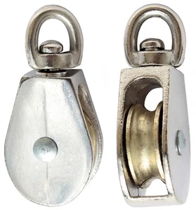 Seilrolle 1-1/2" Blockseilrolle mit Wirbel Metallrolle Blockrolle Vernickelt - Bild 1 von 1