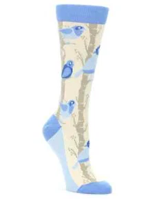 Calcetines para mujer azul crema pájaros talla 9-11 llamativos calcetines moda nuevos - Imagen 1 de 3