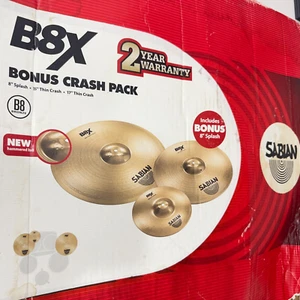 Sabian B8X Bonus Pack Thin Crash Cymbal 17 Inch, 15 inch + 8 inch Splash - Picture 1 of 3