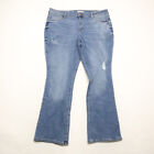 Sonoma Women's Plus Size 18 Blue Bootcut Medium Wash Distressed Stretch Jeans