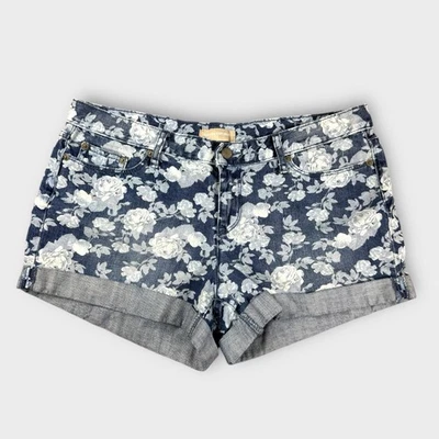Pantalones cortos de mezclilla florales Banana Republic para mujer 12 tiro medio puño enrollado cottagecore Foto 1 de 4