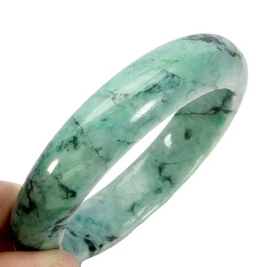 Bangle Jadeite Jade Myanmar 374.40ct 15x10mm Natural Handicraft Gemstone 6.5in - Picture 1 of 13