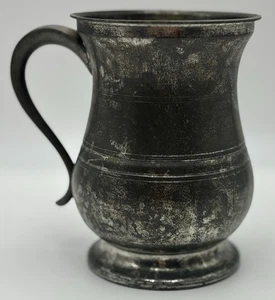 Antica Tankard in peltro Pinder Bros vintage - timbrata Sheffield Inghilterra - incisa - Foto 1 di 7